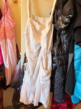 NWOT Old Navy Cream and White Striped Jumpsuit Romper